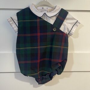 Plaid Kids Romper with White Collar